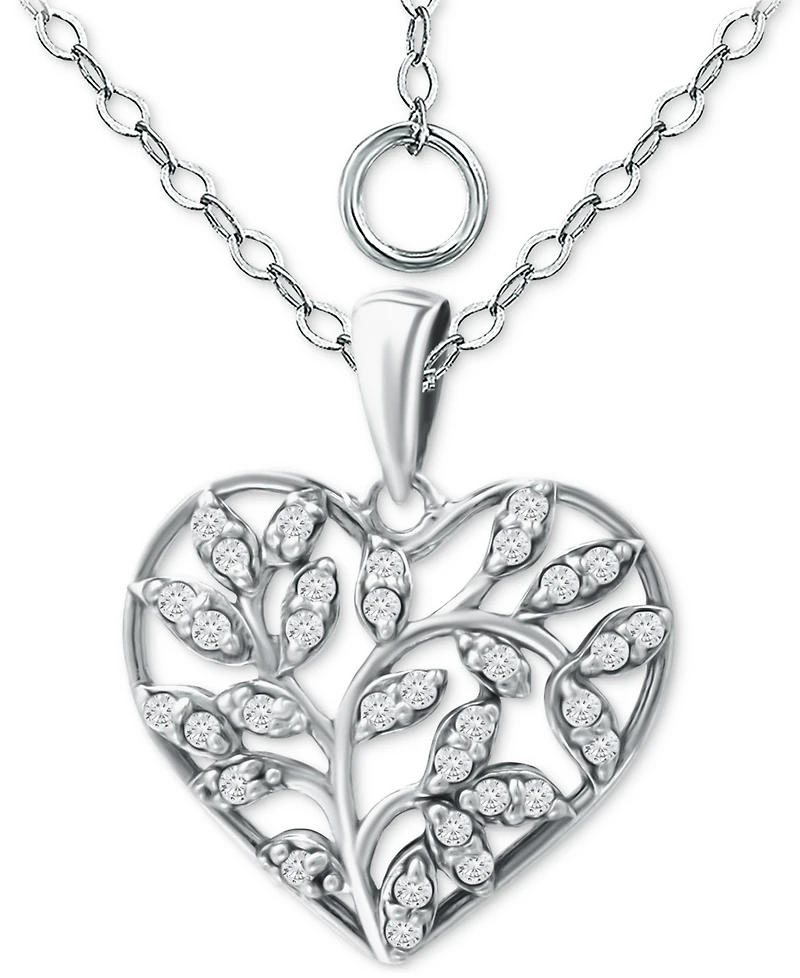 Giani Bernini Cubic Zirconia Heart 16" Pendant Necklace, Created for Macy's