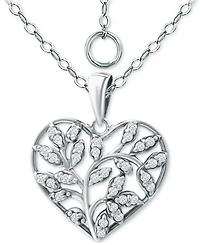 Giani Bernini Cubic Zirconia Heart 16" Pendant Necklace, Created for Macy's