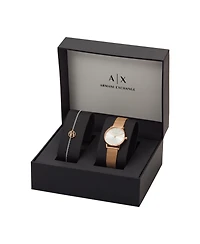 Ax Women's Rose Gold-Tone Mesh strap Watch with Bracelet 28mm