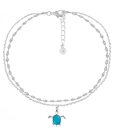 And Now This Double Row Turtle Anklet in Silver Plate