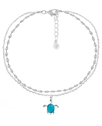 And Now This Double Row Turtle Anklet in Silver Plate