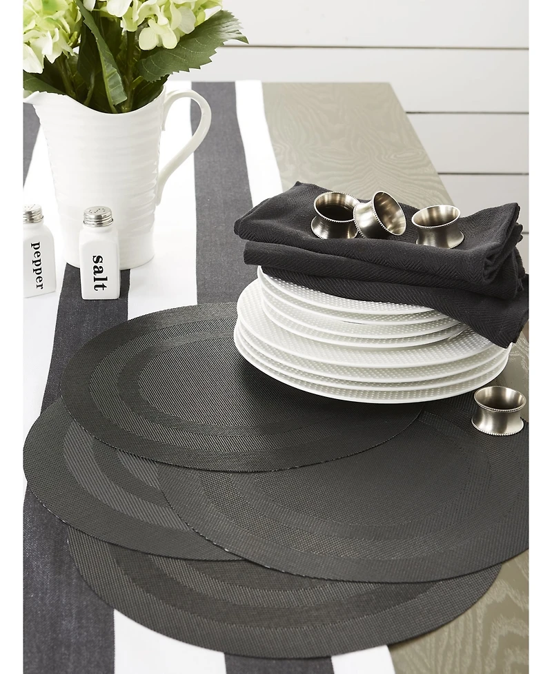 Design Imports Black Round Double frame Placemat, Set of 6