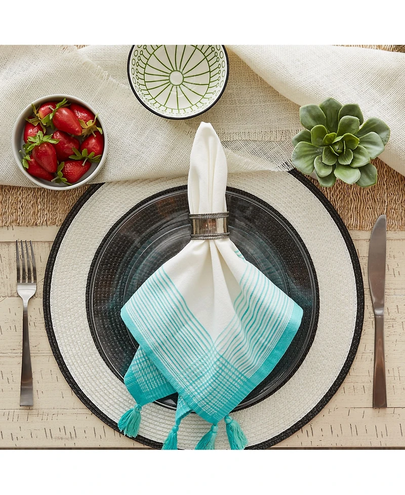 Design Imports Variegated Stripe with Tassel Napkin, Set of 6