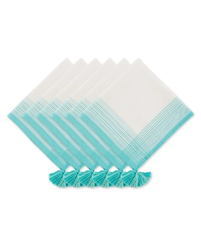 Design Imports Variegated Stripe with Tassel Napkin, Set of 6