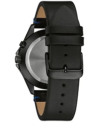 Caravelle Men's Traditional Black Leather Strap Watch 40mm