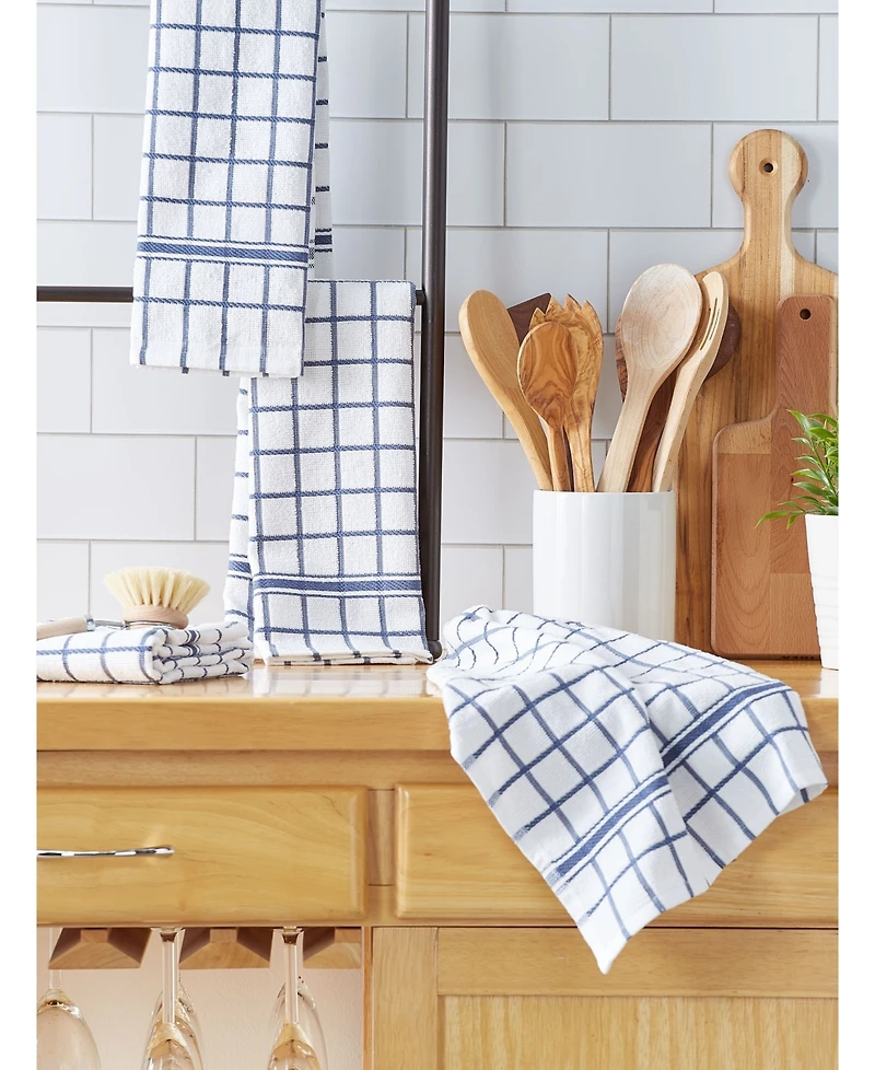 Design Imports Windowpane Terry Dishtowel, Set of 4