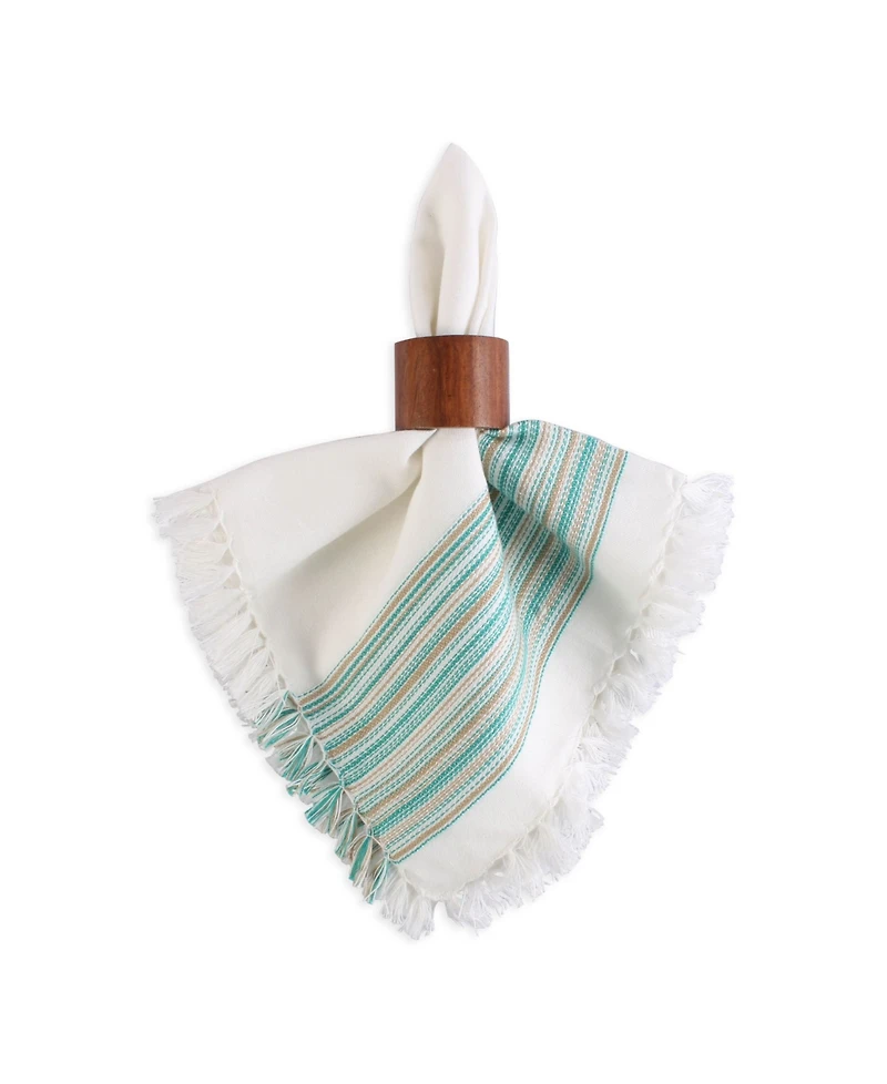 Design Imports Fringed Stripe Table Toppers, 20" x 20", Set of 6