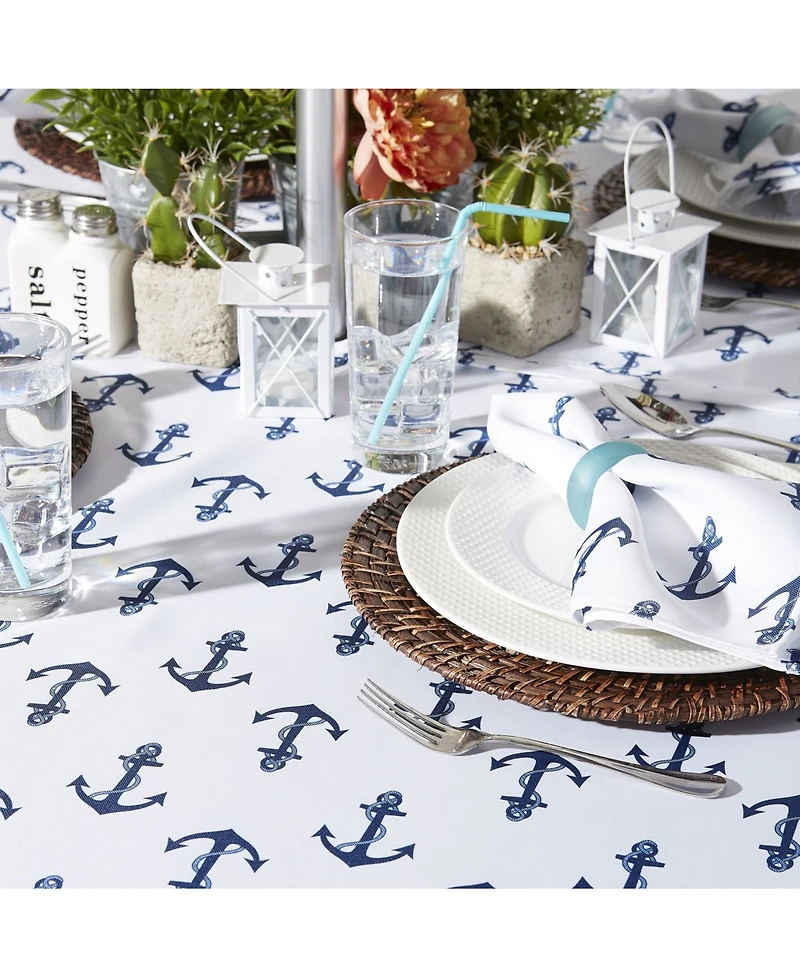 Design Imports Anchors Print Outdoor Tablecloth with Zipper, 60" x 84"