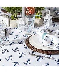 Design Imports Anchors Print Outdoor Tablecloth with Zipper, 60" x 84"