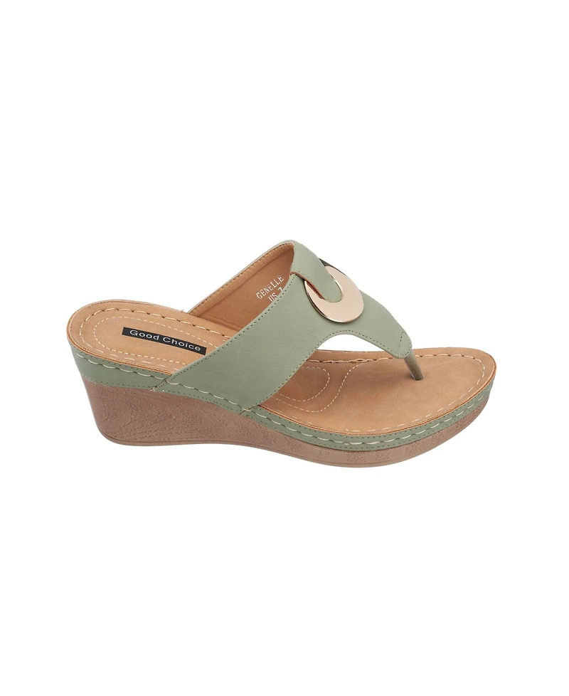 Gc Shoes Women's Genelle Thong Wedge Sandals