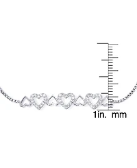 Cubic Zirconia Multible Hearts Adjustable Bolo Bracelet in Silver Plate