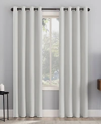 Cayden Grid Texture Draft Shield Fleece Insulated 100% Blackout Grommet Curtain Panel
