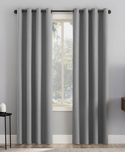 Cayden Grid Texture Draft Shield Fleece Insulated 100% Blackout Grommet Curtain Panel