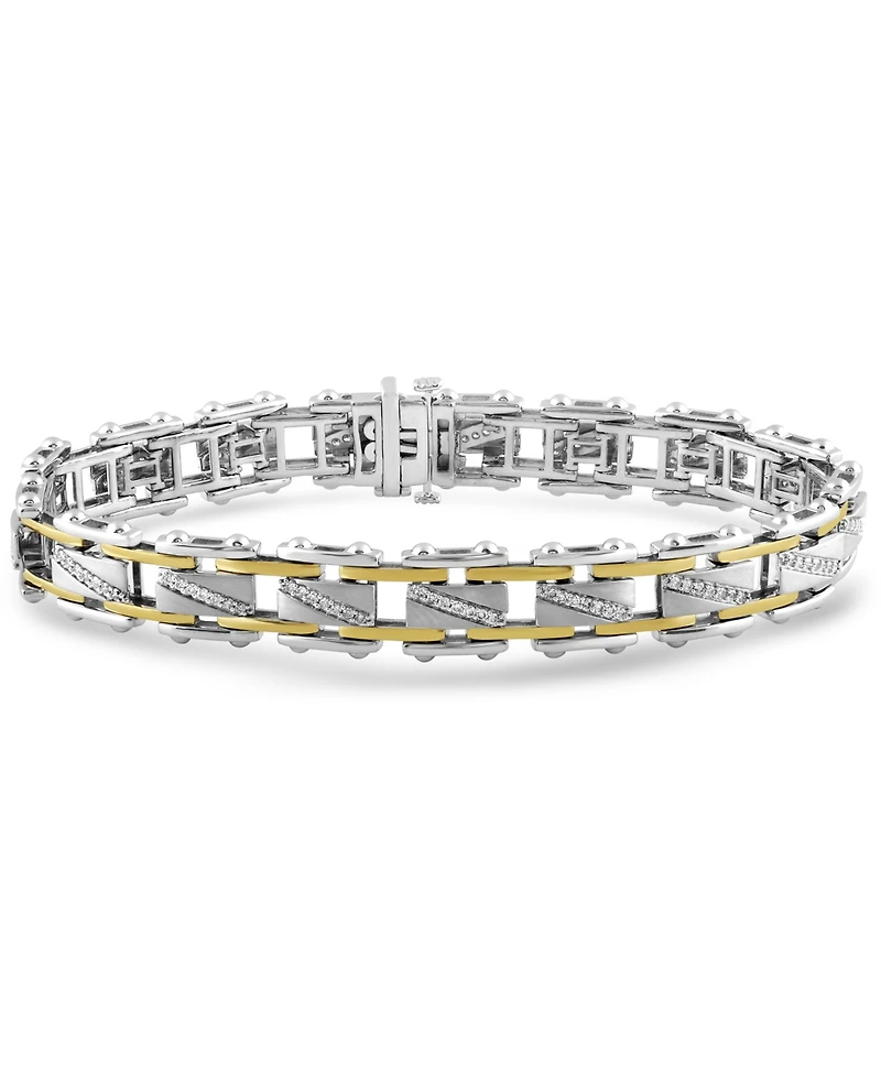 Men's Diamond Bracelet (1 ct. t.w.) in Sterling Silver & 18k Gold-Plate