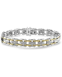 Men's Diamond Bracelet (1 ct. t.w.) in Sterling Silver & 18k Gold-Plate