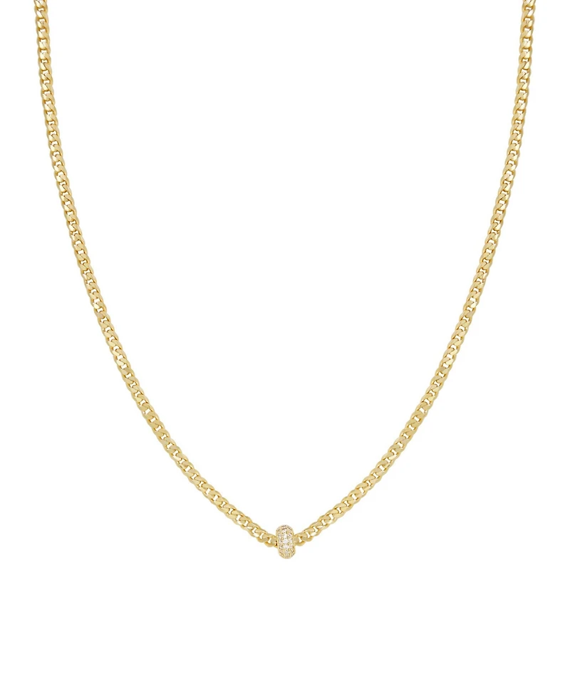 Ettika Simple Flat Chain and Crystal Bead Necklace