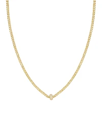 Ettika Simple Flat Chain and Crystal Bead Necklace