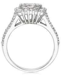 Diamond Halo Cluster Engagement Ring (2 ct. t.w.) in 14k White Gold
