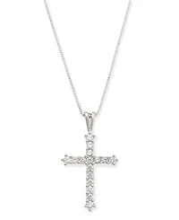 Diamond Cross Pendant Necklace in 14k White Gold (1/2 ct. t.w.)