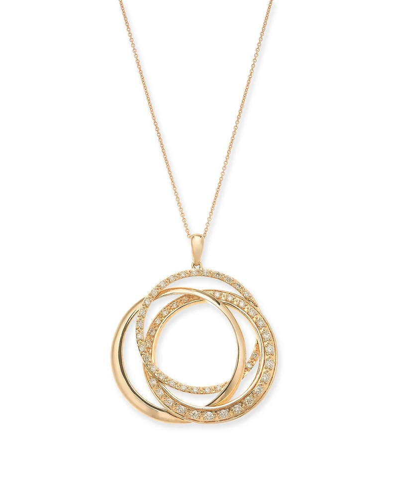 Le Vian Strawberry & Nude Diamond Interlocking Rings 18" Pendant Necklace (1 ct. t.w.) 14k Rose, Yellow or White Gold