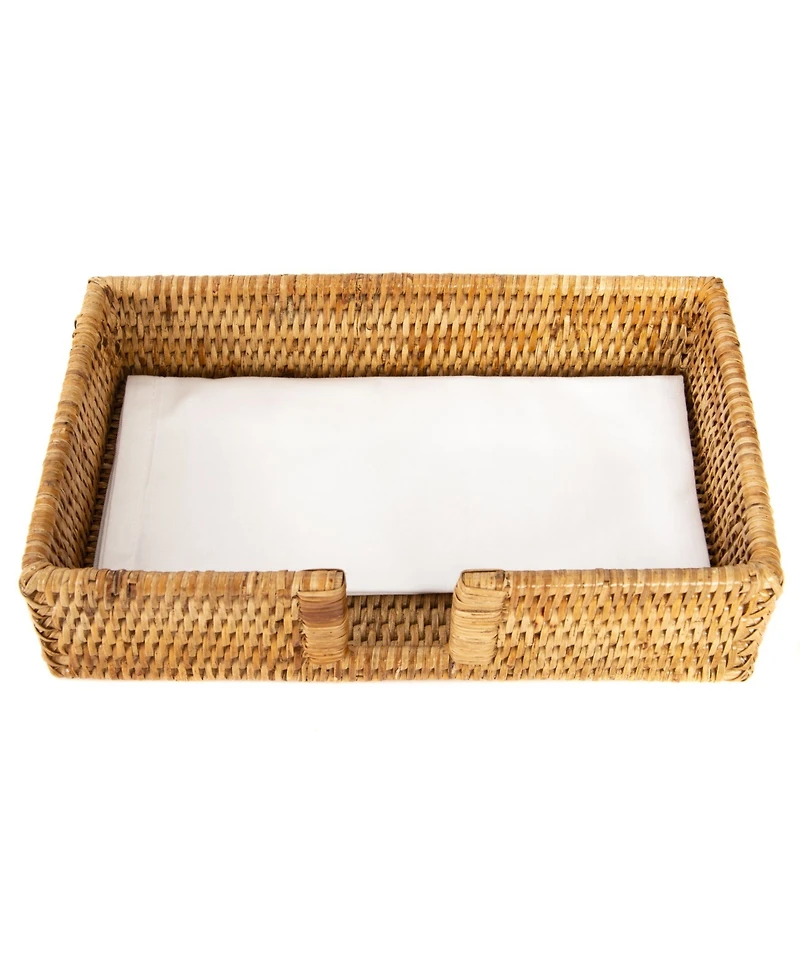 Artifacts Trading Company Rattan Guest Towel - Rectangular Napkin Holder with Cutout