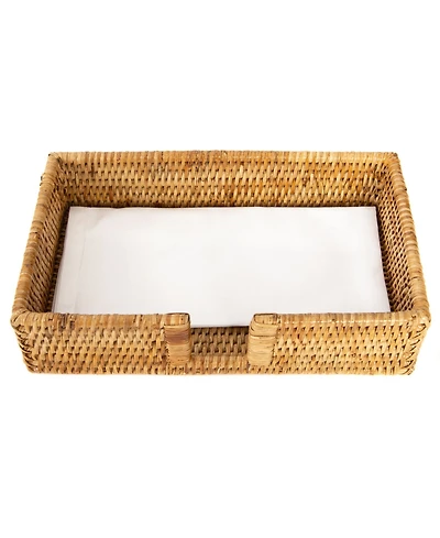 Artifacts Trading Company Rattan Guest Towel - Rectangular Napkin Holder with Cutout