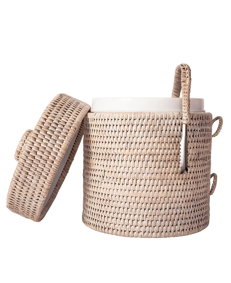 Artifacts Trading Company Rattan Ice Bucket with Tongs