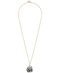Wrapped Black & White Diamond Panda 18" Pendant Necklace (1/10 ct. t.w.) in 10k Gold, Created for Macy's