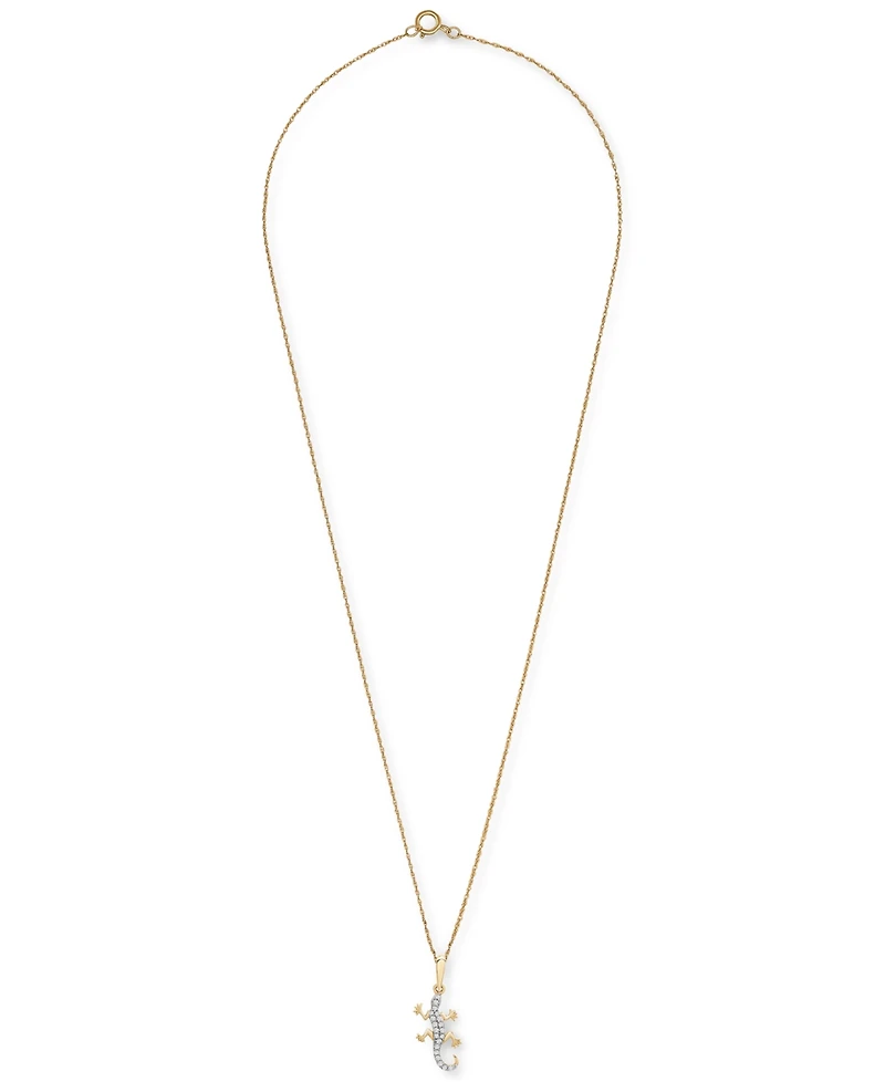 Wrapped Diamond Lizard 18" Pendant Necklace (1/10 ct. t.w.) in 10k Gold,Created for Macy's