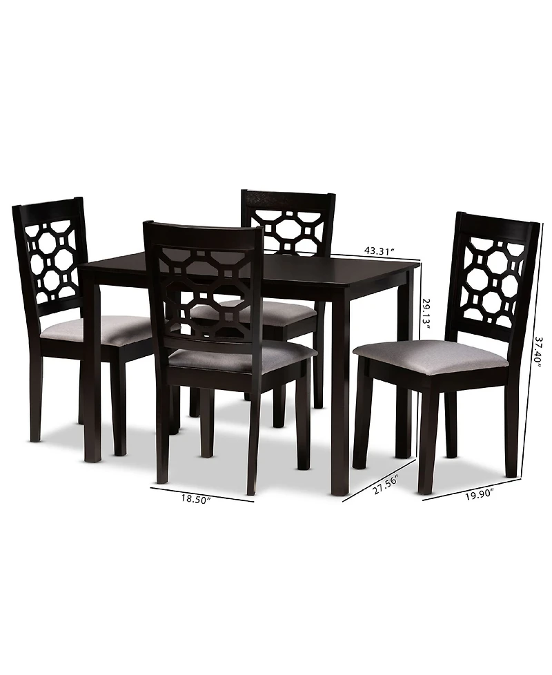 Henry Modern and Contemporary Fabric Upholstered 5 Piece Dining Set