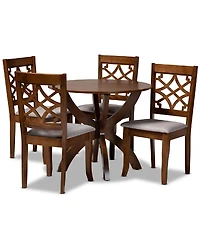 Sandra Modern and Contemporary Fabric Upholstered 5 Piece Dining Set