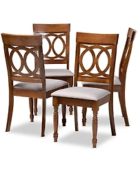 Lucie Modern and Contemporary Fabric Upholstered 4 Piece Dining Chair Set