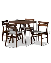 Eiko Mid-Century Modern Transitional Fabric Upholstered 5 Piece Dining Set