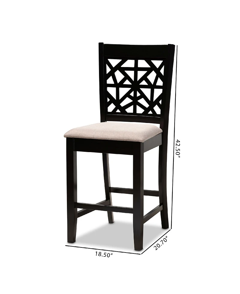Devon Modern and Contemporary Fabric Upholstered 2 Piece Counter Height Pub Chair Set