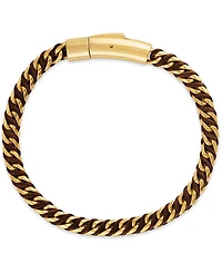 Esquire Men's Jewelry Nylon Cord Statement Bracelet Gold Ion-Plated Stainless Steel or Steel, Created for Macy's