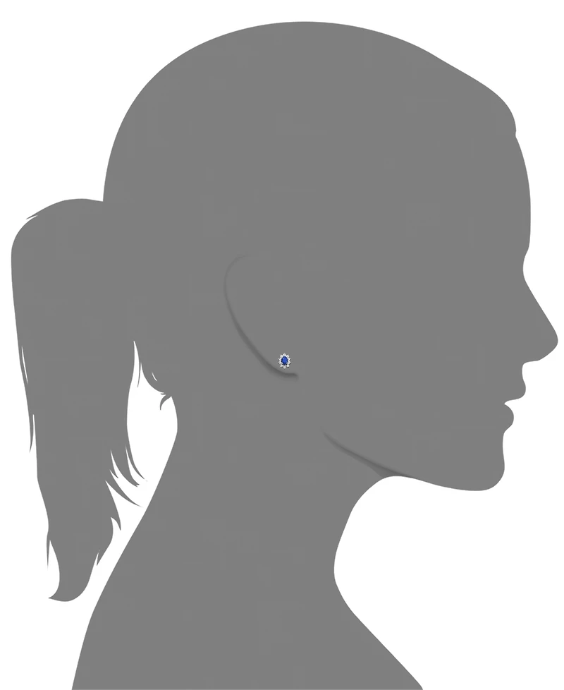 Sapphire (1-1/3 ct. t.w.) and Diamond Accent Stud Earrings in 10k White Gold (Also in Emerald)