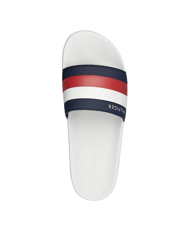 Tommy Hilfiger Men's Rozi Global Stripe Branding Pool Slide Sandals