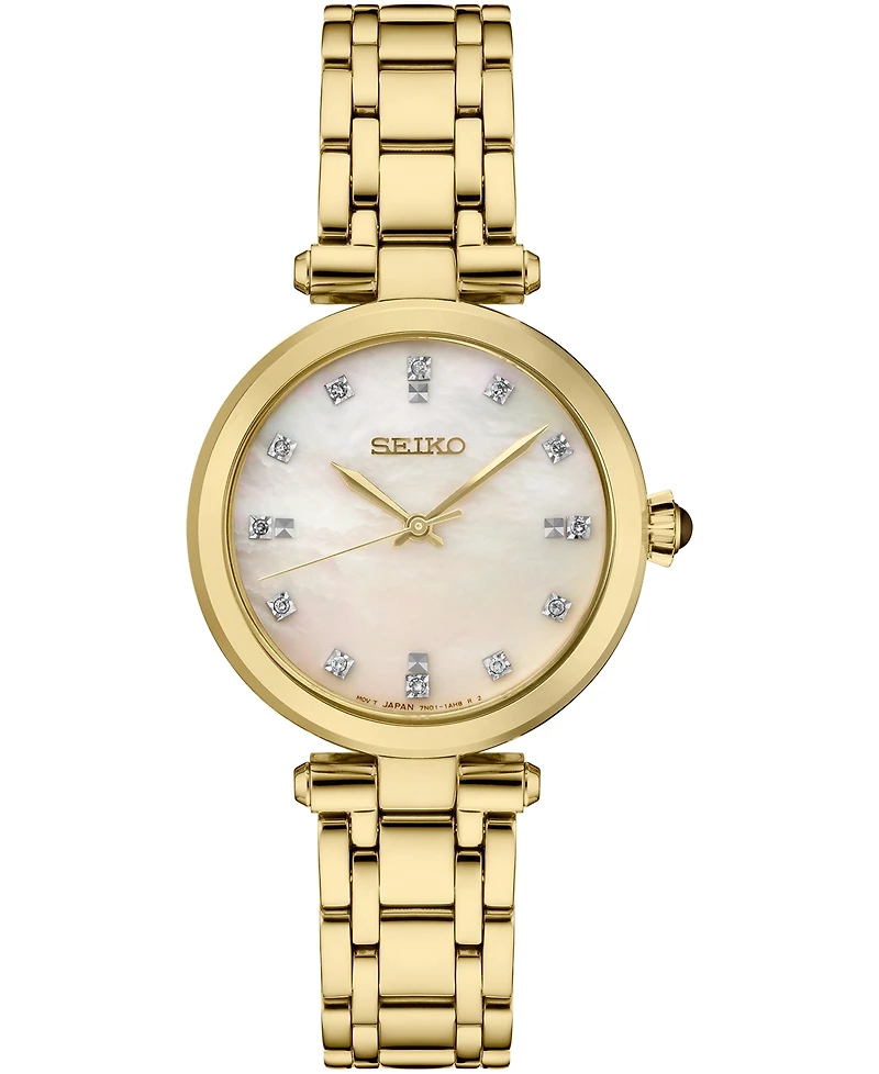 Seiko Women's Diamond (1/8 ct. t.w.) Gold-Tone Stainless Steel Bracelet Watch 30mm