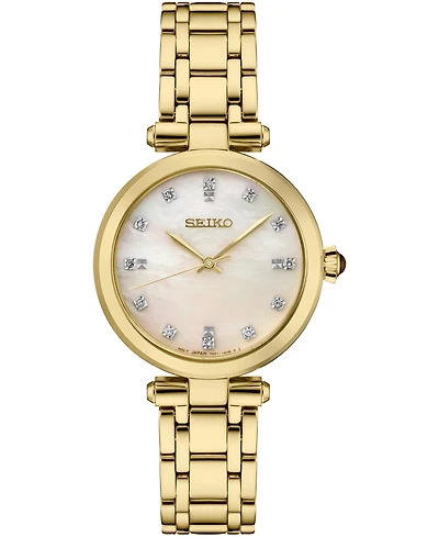 Seiko Women's Diamond (1/8 ct. t.w.) Gold-Tone Stainless Steel Bracelet Watch 30mm