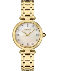 Seiko Women's Diamond (1/8 ct. t.w.) Gold-Tone Stainless Steel Bracelet Watch 30mm