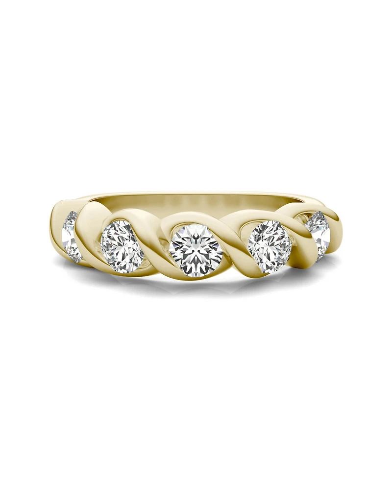 Moissanite Bypass Band 1-1/6 ct. t.w. Diamond Equivalent 14k White or Yellow Gold