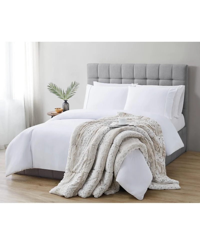 Christian Siriano Snow Leopard Luxury Faux-Fur Throw, 60" x 70"