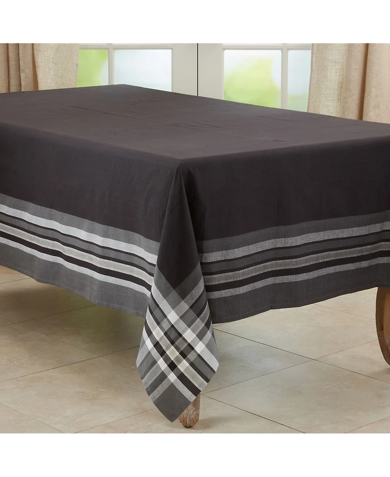 Saro Lifestyle Striped Border Design Tablecloth, 120" x 70"