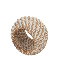 Saro Lifestyle Rattan Napkin Rings with Woven Design, Set of 4, 2.4" x
