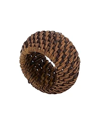 Saro Lifestyle Rattan Napkin Rings with Woven Design, Set of 4, 2.4" x