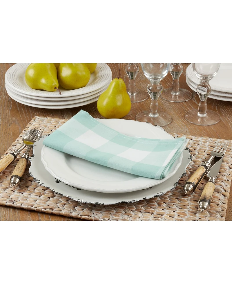 Saro Lifestyle Buffalo Plaid Check Pattern Design Cotton Napkins, Set of 4, 20" x