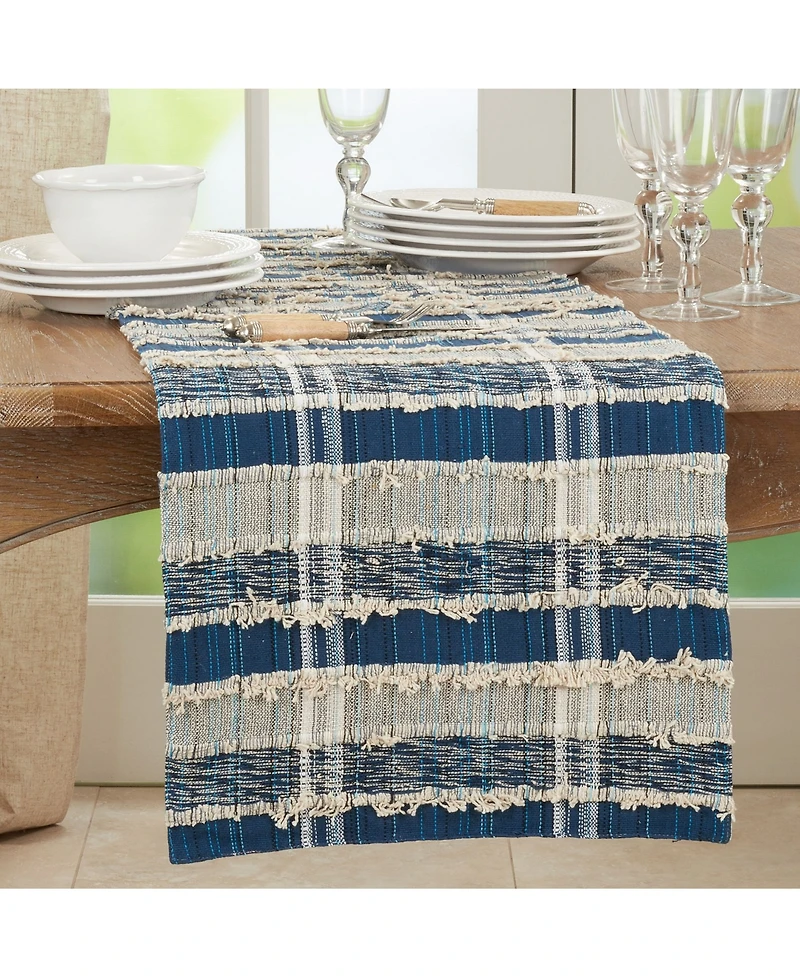 Saro Lifestyle Striped Woven Table Runner with Dual-Tone Design, 72" x 16"