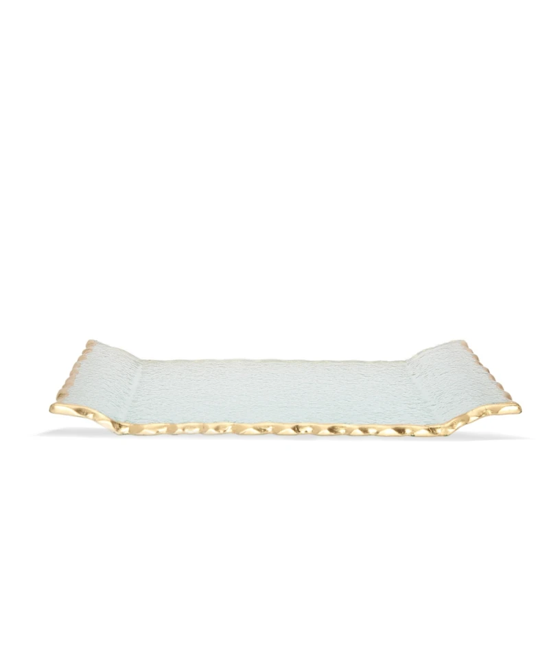 Classic Touch 11"L Glass Oblong Tray With Gold Tray