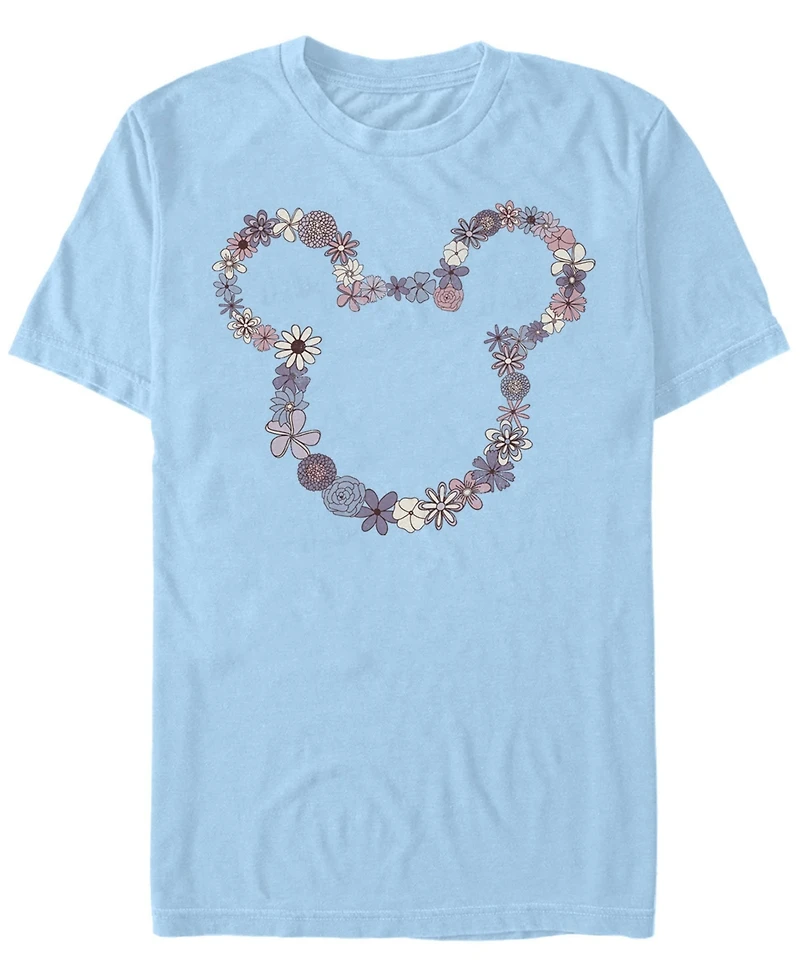 Fifth Sun Men's Mickey Flowers Short Sleeve Crew T-shirt