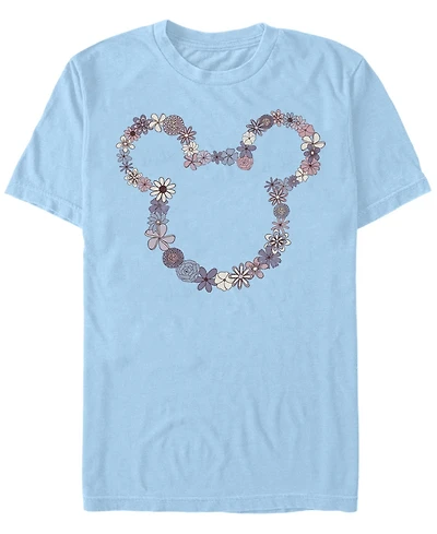 Fifth Sun Men's Mickey Flowers Short Sleeve Crew T-shirt